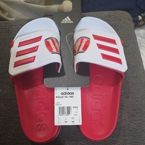 Adidas Kids Youth, Mens Or Womens Adilette TND Slides - Red and White